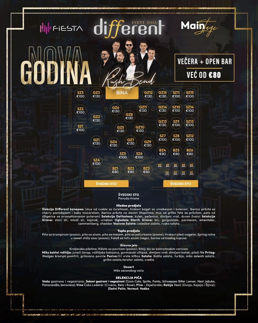 Mapa sedenja - Different Event Hall Nova godina